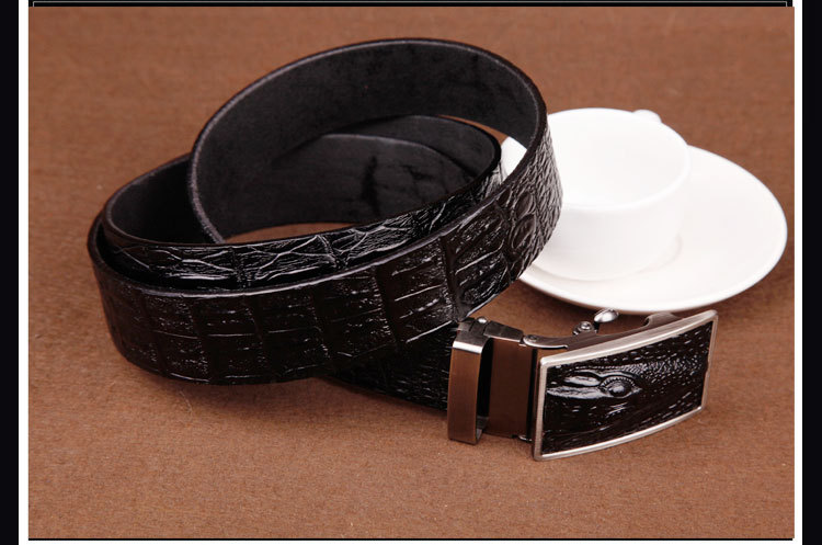 Men's Belt Automatic Sliding Buckle Belt Faucet Leather Leading Crocodile Pattern Cowhide Casual Belt display picture 14