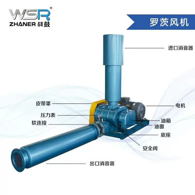 厂家直销小型曝气专用电镀罗茨鼓风机 污水处理专用罗茨鼓风机