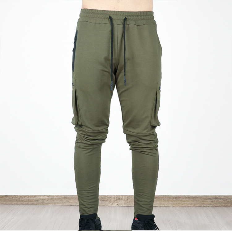 Spring and Autumn casual youth straight leg multi pocket camouflage pants, men's zippered small ankle sports pants_voghion.com