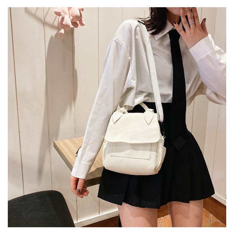 Korean New Fashion Simple And Versatile Solid Color Girl Canvas Shoulder Bag Student Bag display picture 6