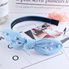 Multicoloured headband with bow, hair stick from pearl, hair accessory, Korean style