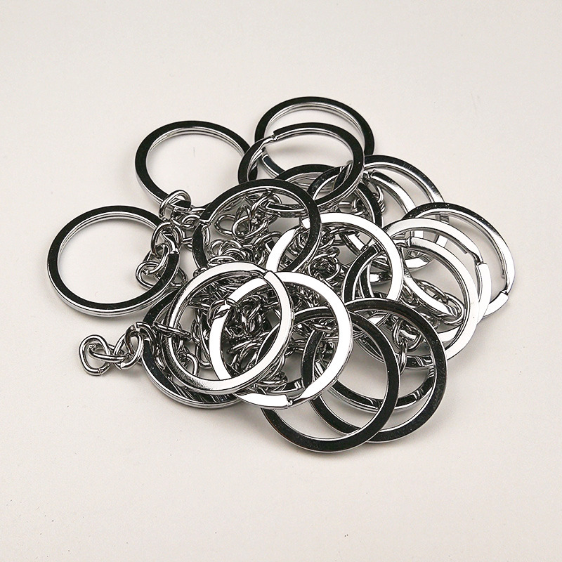 30mm Flat key ring Metal electroplate . chain Key buckle manual diy Wholesale