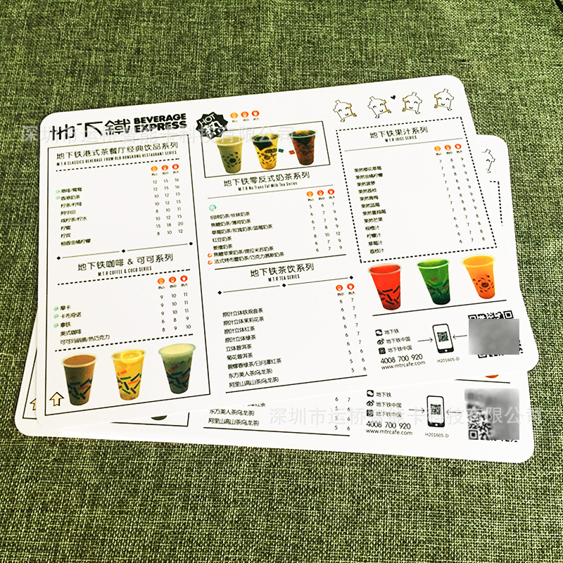 厂家pvc菜牌A3/a4尺寸吧台价目表加厚材质点餐牌 高清西餐厅菜谱