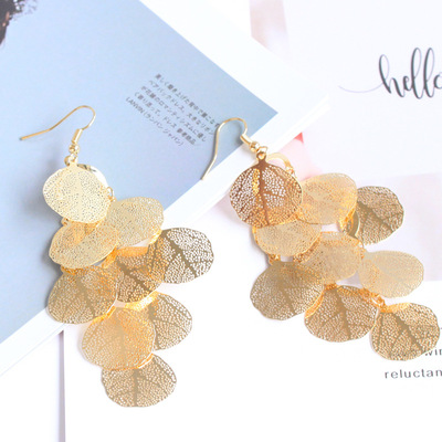 fairy Earrings the republic of korea Trendsetter Versatile Ear jewelry personality Retro Pendant Exaggeration Earrings Long net Earrings 7058