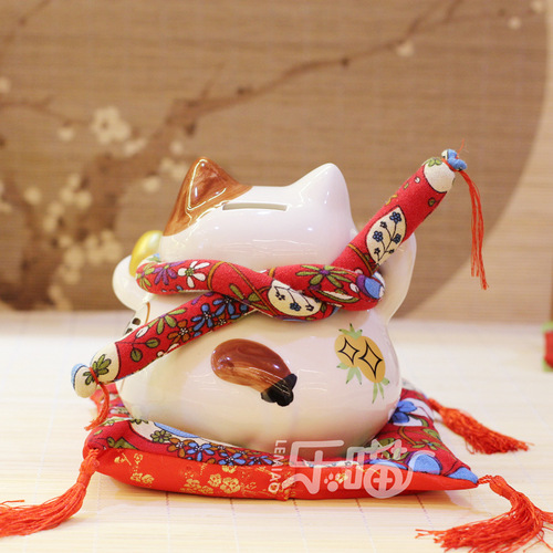 Lemiao 7-inch ceramic lucky money piggy bank crafts gift opening home decoration lucky cat ornaments