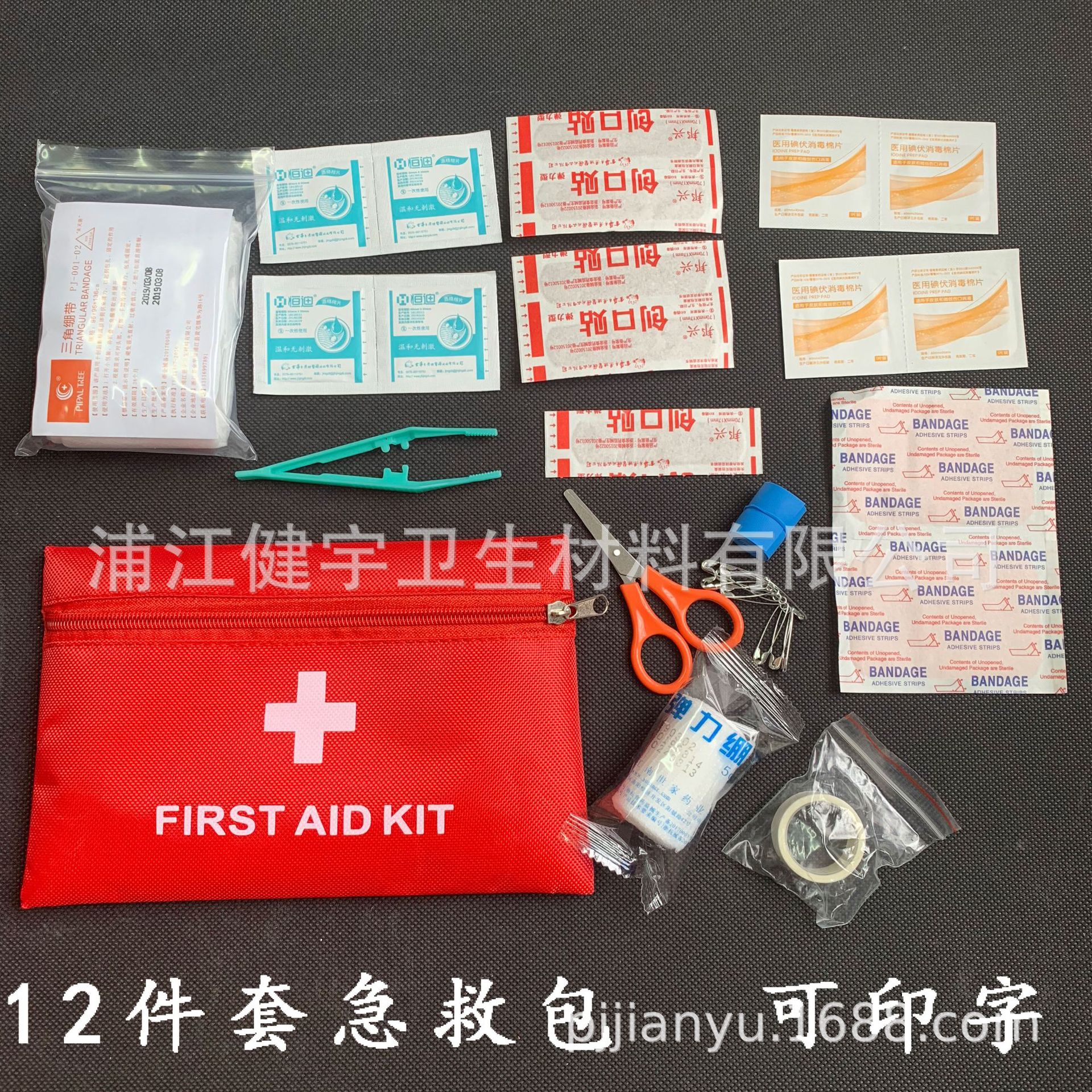12件套医药包车载便携家庭应急包 户外急救套装中文 家庭医生包