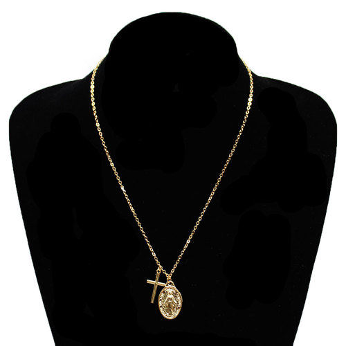 European and American-style jewelry: Women's Cross & Virgin Mary Necklace — Stylish, Creative, and Chic Clavicle Chain Accessory