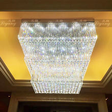 豪华客厅长方形水晶灯具别墅三层吸顶灯店铺售楼部会所酒店大堂灯