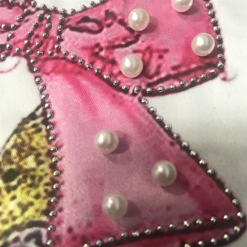 Three-dimensional Hand-stitched Digital Printing Rhinestone Beaded Pink Bow High-heeled Cloth Patch display picture 6