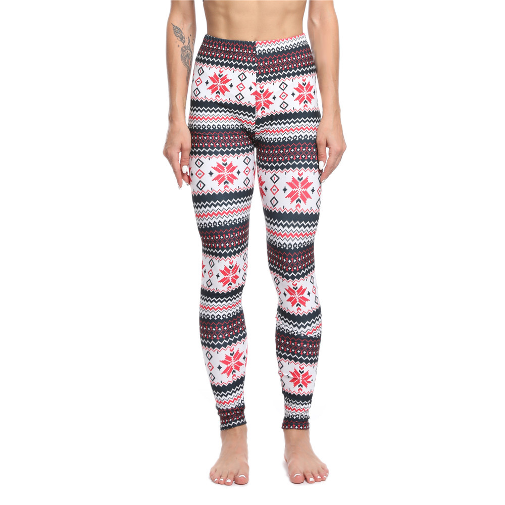 182g Weight Ankle-Length Pants Length Spandex, Polyester Fabric Type High Waist Waist Line Leggings Pants Type Stretchy Elasticity Daily Occasion Breathable Function Skinny Fit Type Christmas Festival Snowflake Pattern Winter, Autumn Season Women'S Gender Simple Style Style Women'S Daily Simple Style Snowflake Ankle-Length Leggings 77