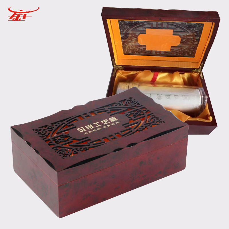 Sterling Silver Health Cup Hollow Wooden box Foot Silver Craft cup Box factory Production and processing Wooden box Packaging box