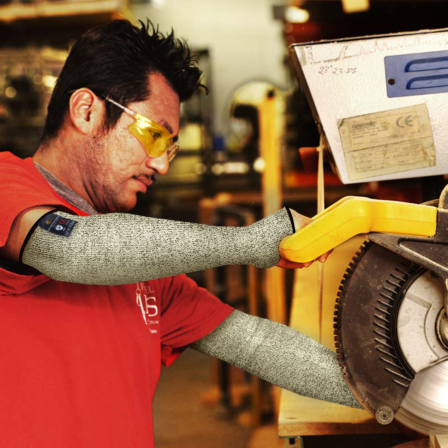 出口欧洲五级防切割防穿刺针织手臂套多用劳保手套厂家直供