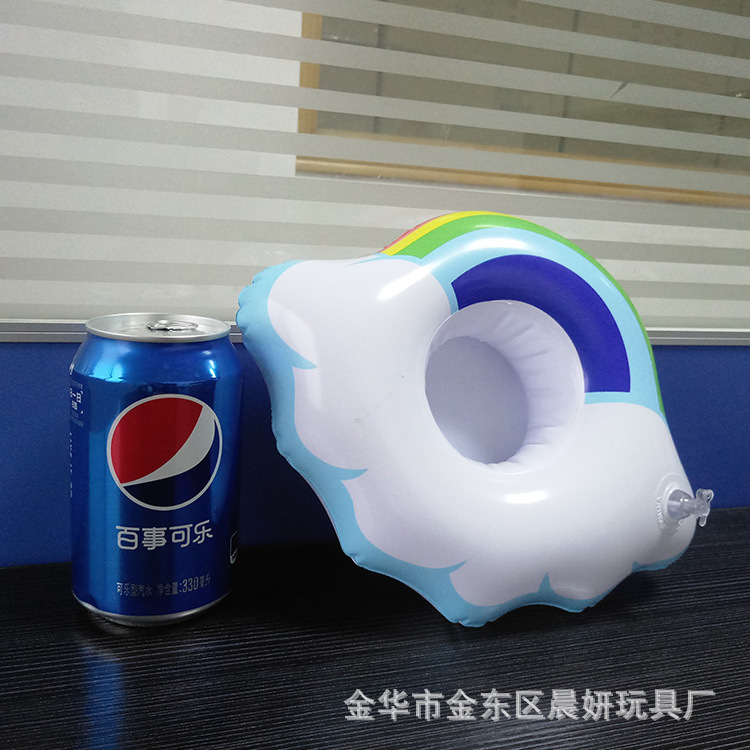 Spot wholesale PVC inflatable cloud cup holder water floating beverage coaster inflatable Cup holder support custom