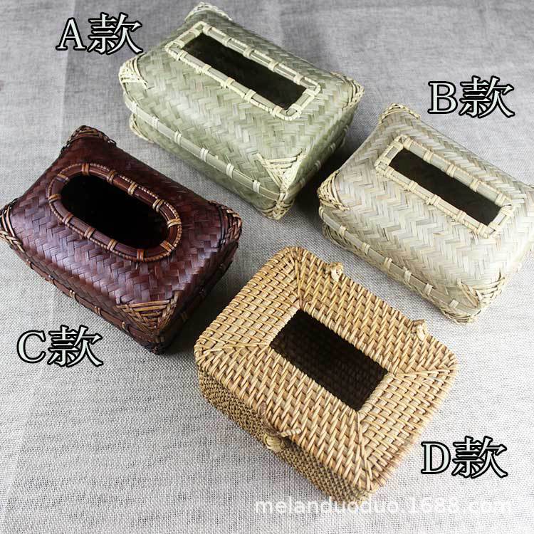 Tissue box Bamboo tissue storage box manual Rattan Tissue box vehicle napkin storage box Storage baskets