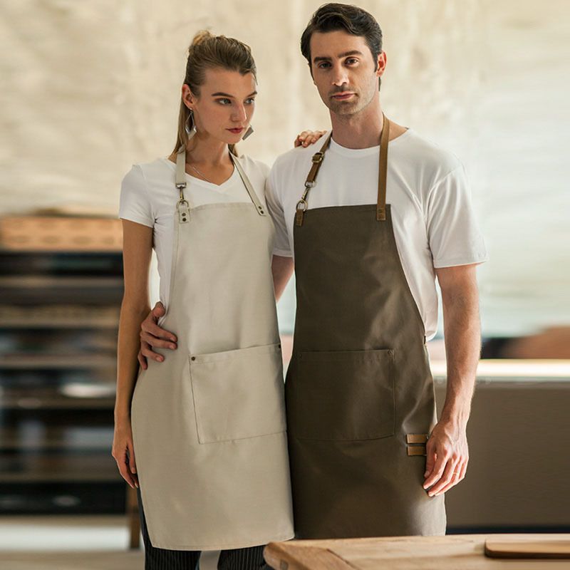 Delantal Halter moda coreana café leche té tienda delantal hombres y mujeres pintura lienzo ajustable delantal logotipo personalizado