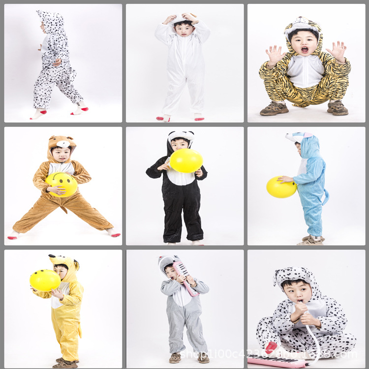 工厂批发十二生肖表演服幼儿园儿童舞台服装动物老虎成人表演服装