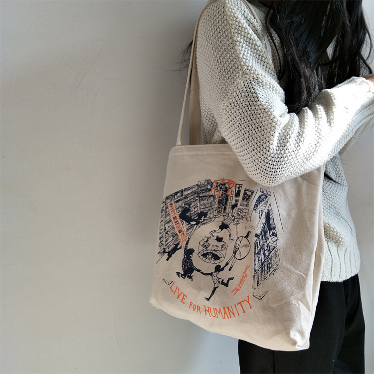 Derechos de autor nuevo Harajuku bolsa de lona hombro de las mujeres bolsa de gran capacidad ins japonés y coreano bolsa de mujer de dibujos animados de una sola pieza de entrega image 3