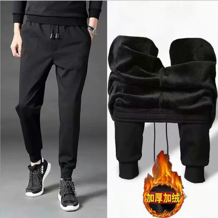Demi-season warm sports trousers, increased thickness, wholesale