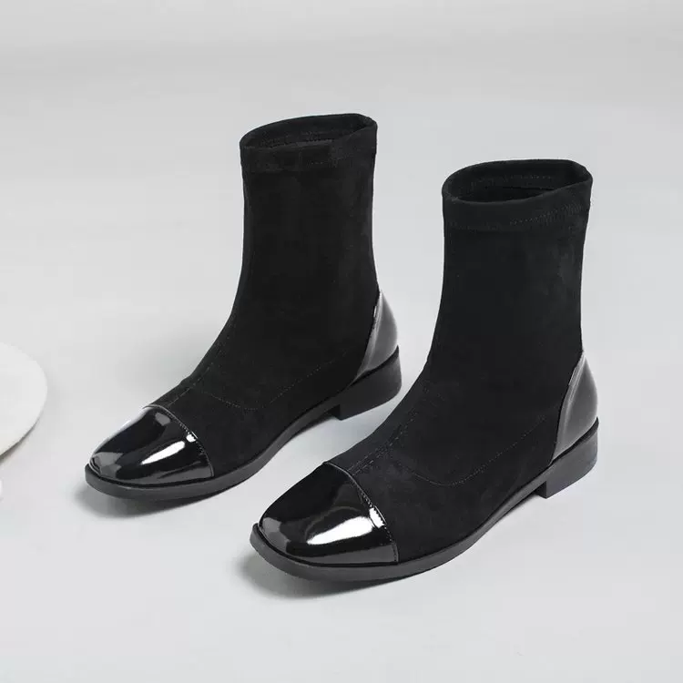 Autumn elastic knitted socks, low boots, internet celebrity
