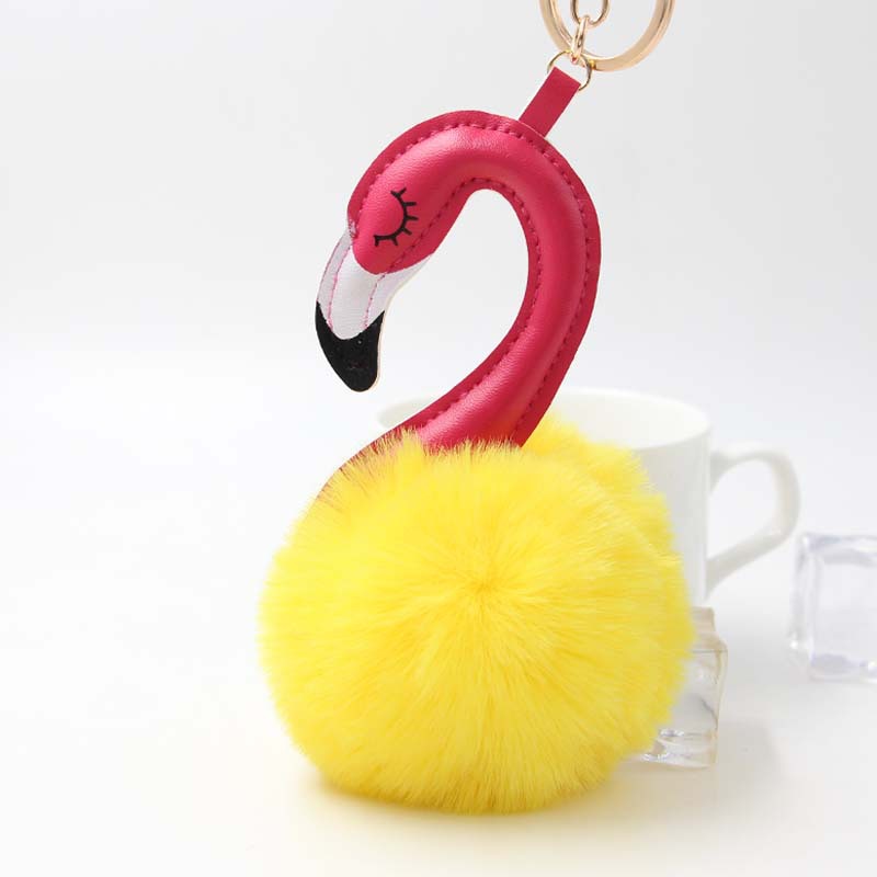 Cute Style 1 Piece Plush Flamingo Bag Charms