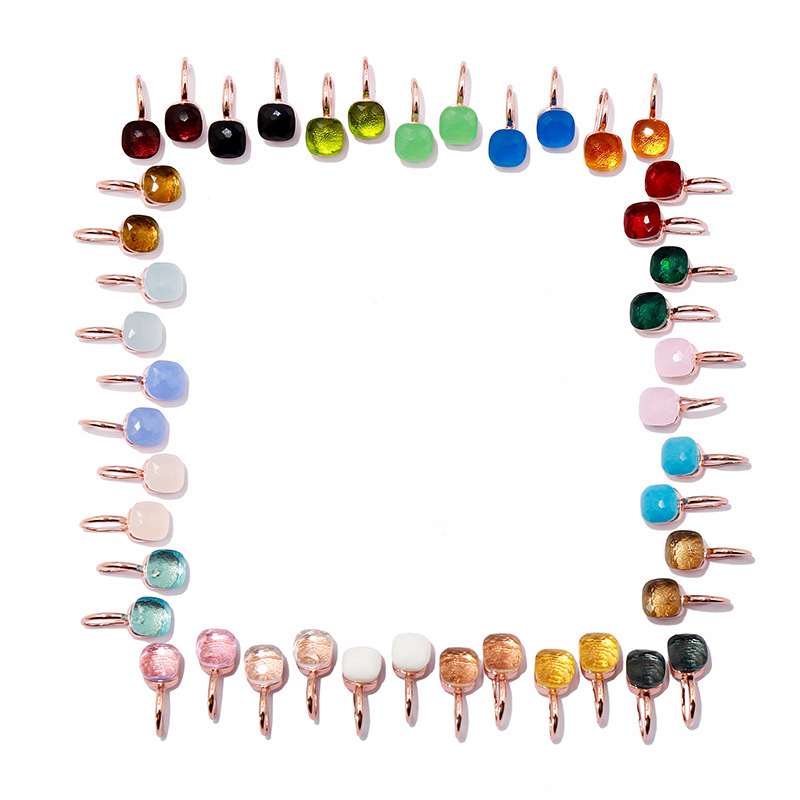 1 Par Vacaciones Cuadrado Enchapado Embutido Cobre Cristal Artificial Aretes display picture 2