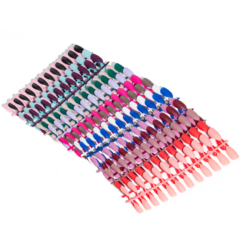 Manicura producto terminado 24 piezas extraíble DIY color sólido uñas parche esmerilado tira cuadrada gota en forma de pieza de uña