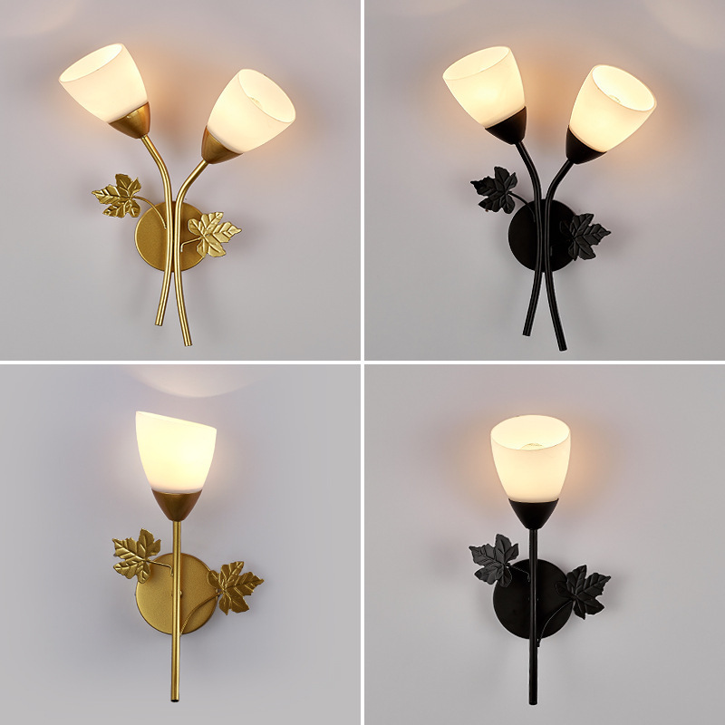 Wall Lamp Modern Minimalist Bedroom Bedside Lamp Living Room Dining Room Stairs Aisle Wall Lamps American Double Head Creative Lamp