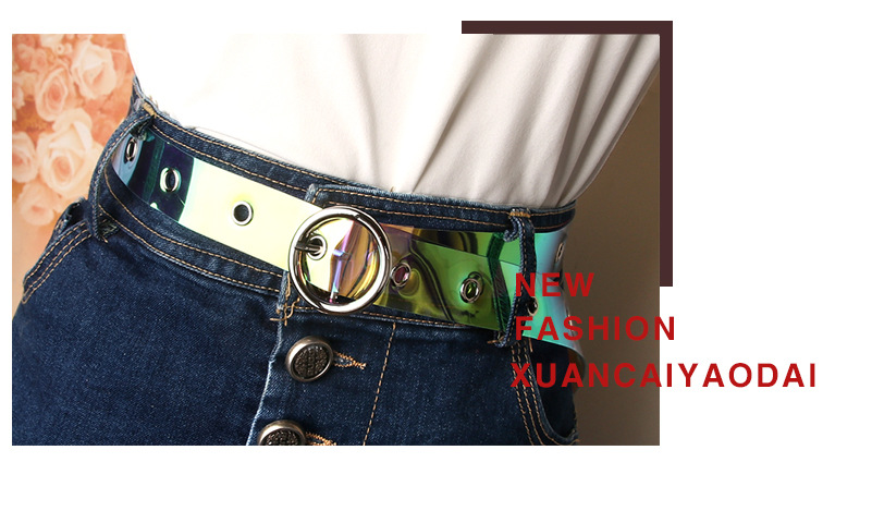 53g Weight Alloy, Plastic Material Round Pattern Women'S Gender Basic Style New Ladies Belt Korean Dazzling Pierced Transparent Belt Jeans Dress Decorative Belt Wholesale Nihaojewelry 5