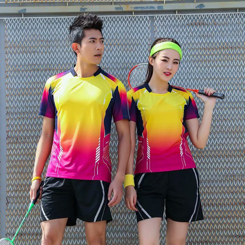 AliExpress trade 2019 new pattern Short sleeved Tennis clothes men and women college student run match Training clothes badminton