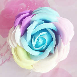 七彩玫瑰头批发肥皂花玫瑰花束制作厂家直销永生花材料包装盒鲜花