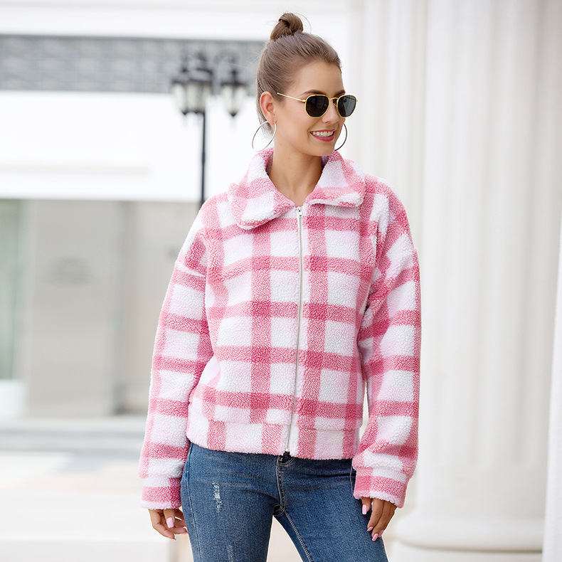 women s hot spring new plaid wool short coat NSKX6071