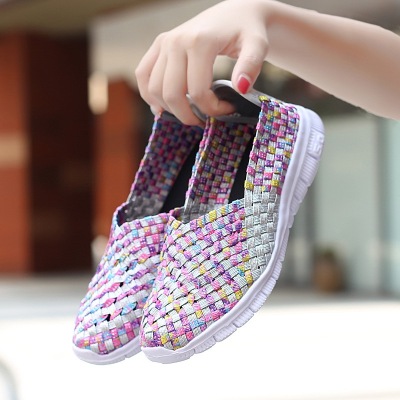 2019 summer Foreign trade Explosive money Pure handwork Weave shoes Lazy man ventilation Flat shoes Trade shoes