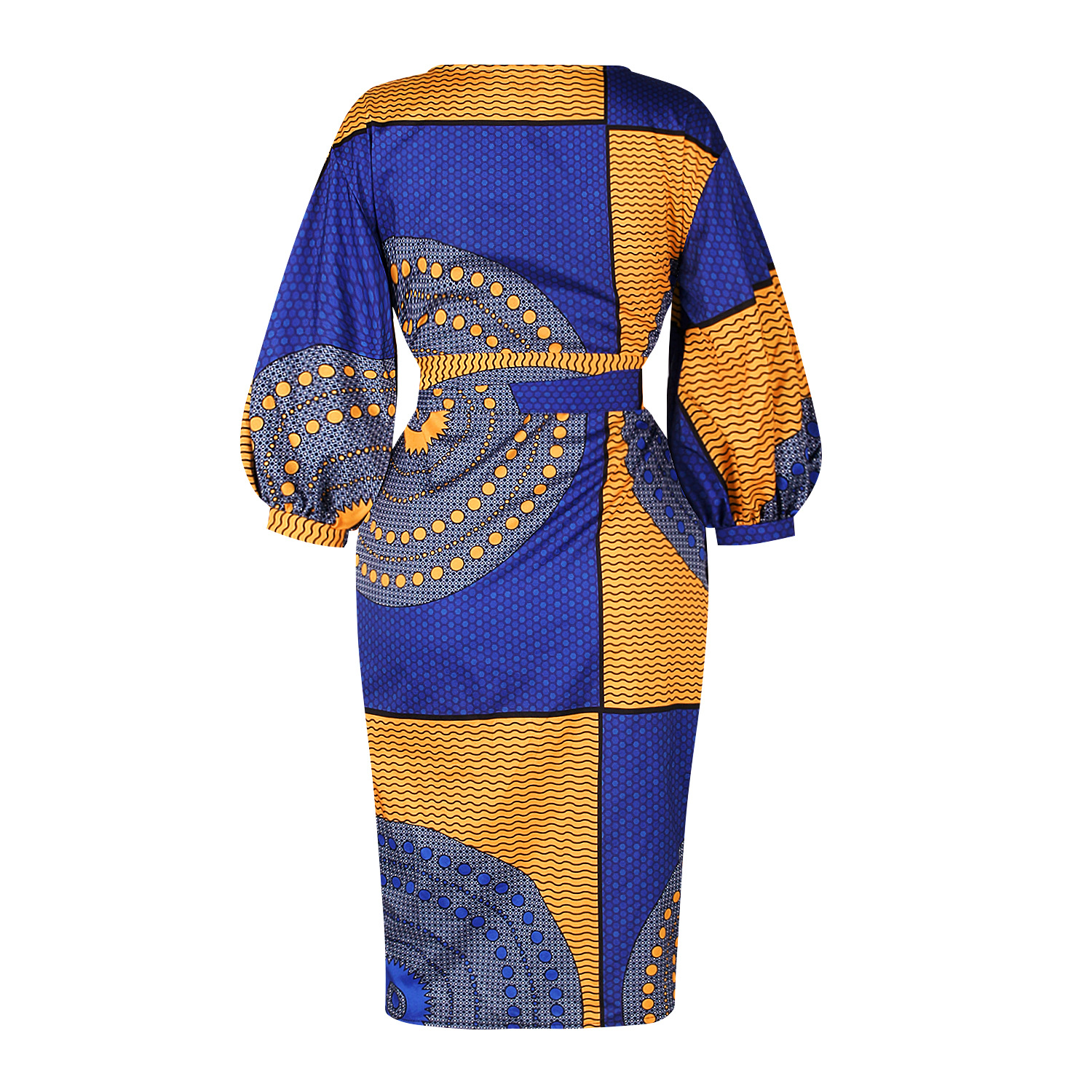 African ethnic style v-neck lantern sleeve dress nihaostyles clothing wholesale NSMDF71149