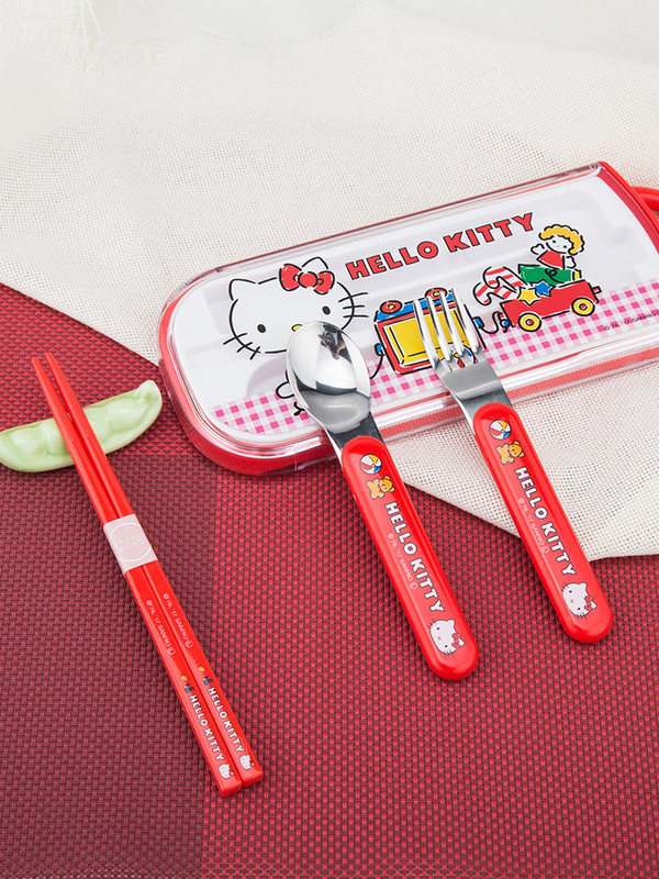 Japanese Skater Kidsren's Fork, Spoon and Chopsticks Set Kidsren's Japanese Style Stylish Cartoon Cute Chopsticks with Box