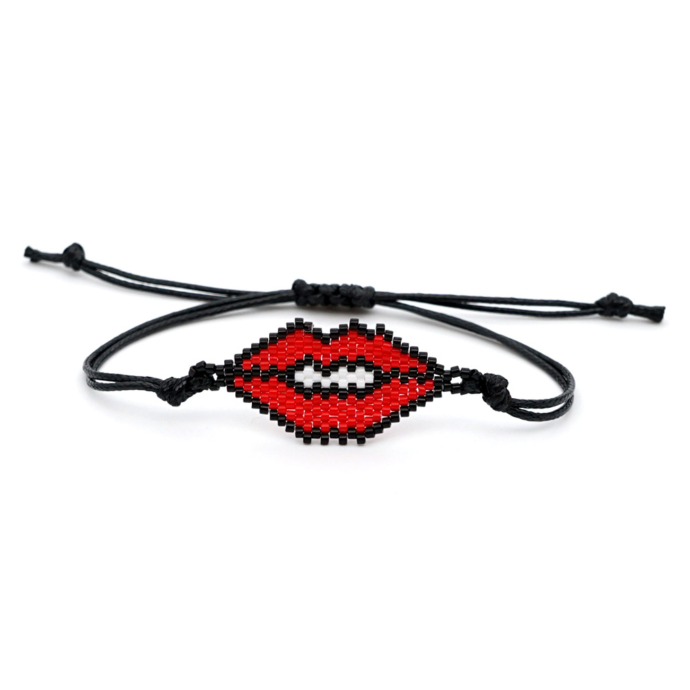 Lip Bracelet Pure Hand-woven Rice Beads Jewelry Wholesale display picture 1