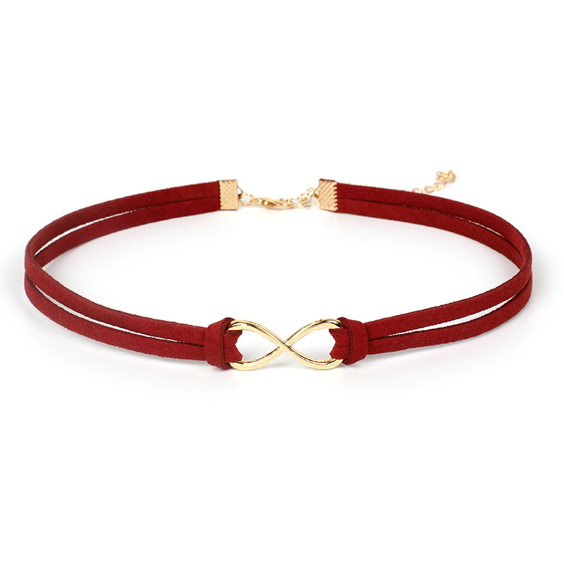 7g Weight Necklace Classification Women'S Gender Royal Blue, Lake Blue, Grey, Beige, Green, Wine Red, Yellow, Black Color New Hot-saling 8 Word Infinite Korean Velvet Rope Short Choker 5