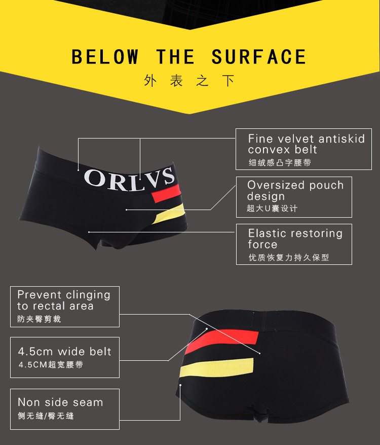 ORLVS foreign trade underwear cotton men comfortable breathable buttocks four-corner pants men's factory supply OR06 3 undefined