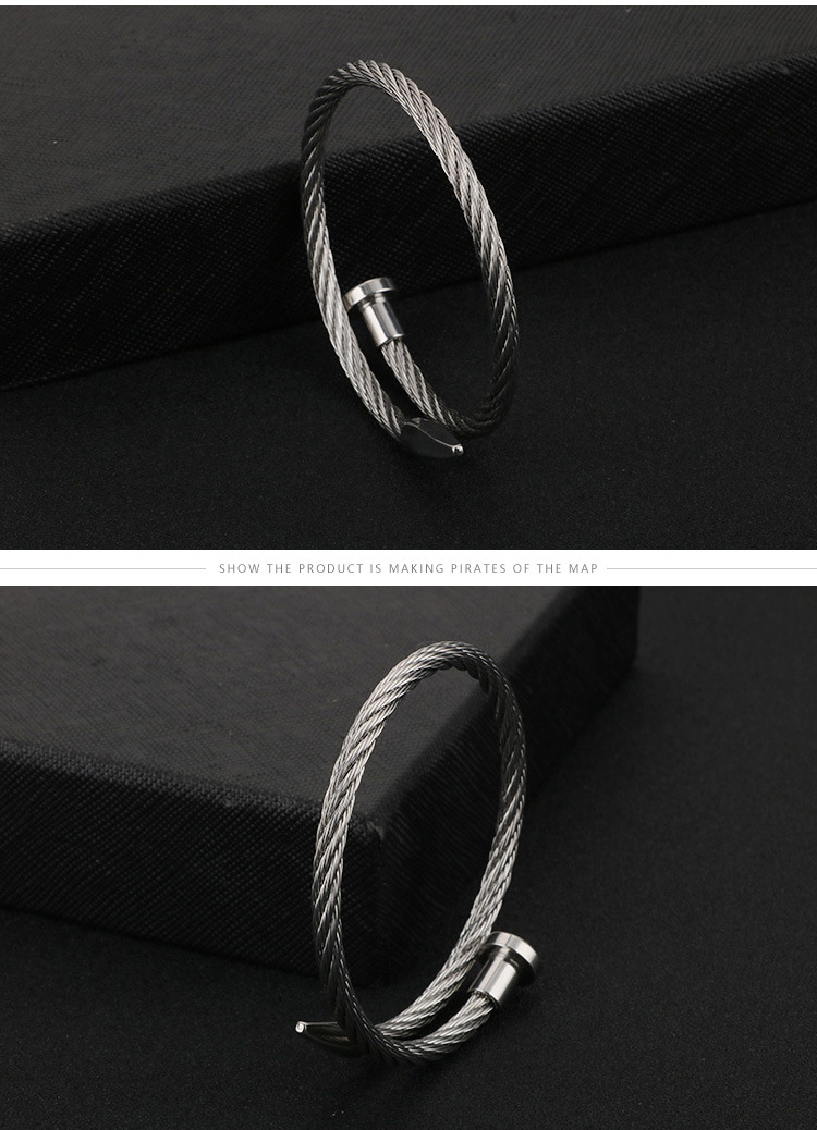 Steel wire bracelets, bracelets, simple and personalized metal texture jewelry from Europe and America_voghion.com