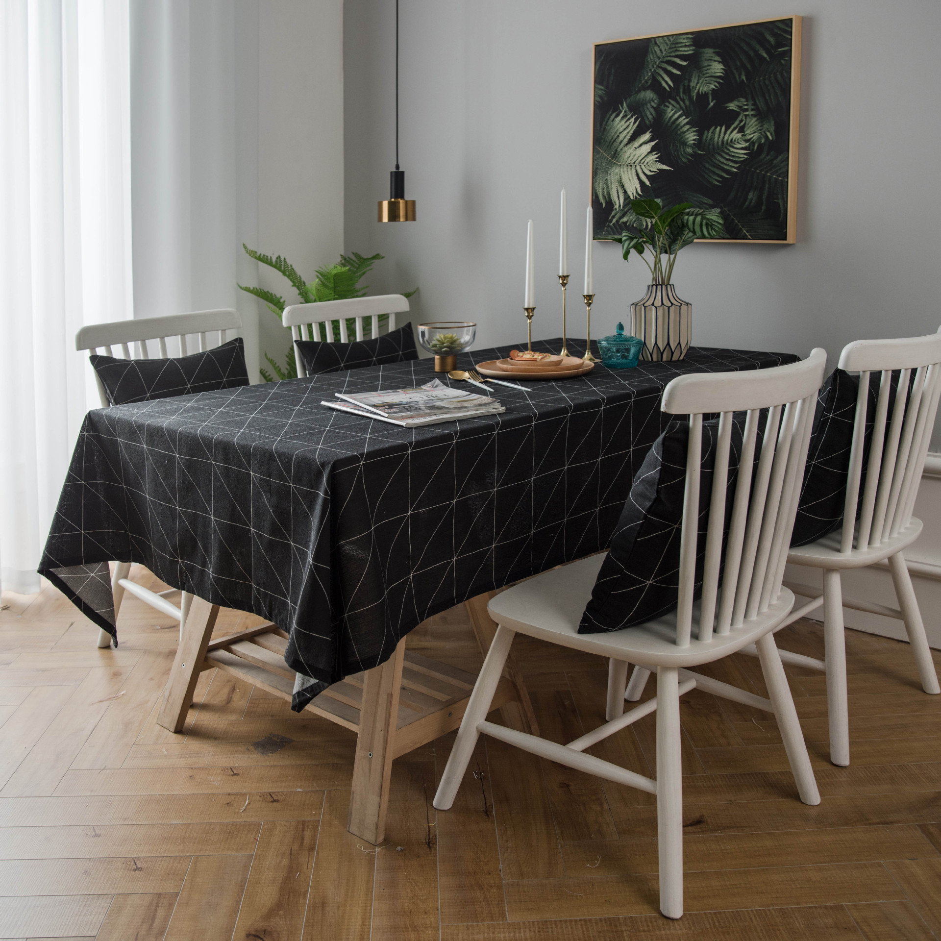 Yizhenqiyun Modern Simple tablecloth black and white geometric table…