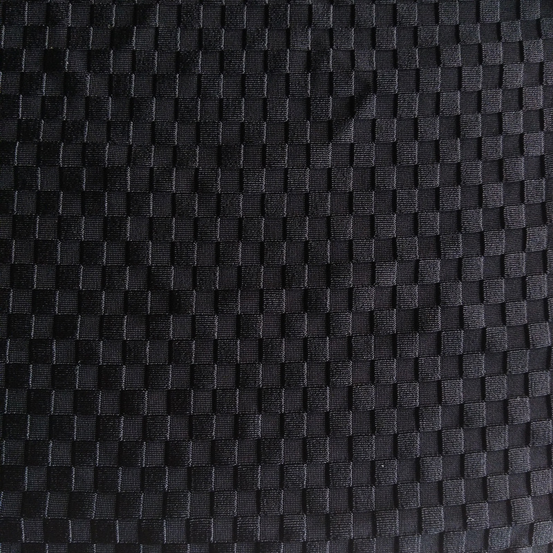 厂家供应经编提花莱卡 锦氨阴阳格莱卡 四面弹运动瑜伽服针织面料