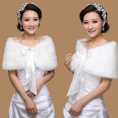 Bridal shawl married female autumn winter wool cloak bow tank top wedding dresses cloak cheongsam ribbon shawl