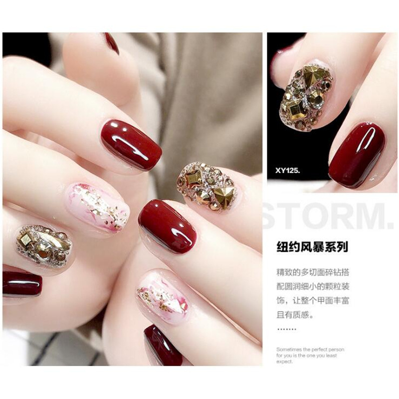 Tiktok red Venta caliente Nueva York tormenta joyería de uñas mezclado roto diamante micro perlas mineral Super flash joyería de uñas