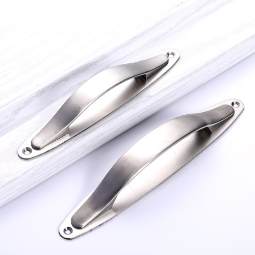High-end surface-mounted hidden installation thick plate bar-shaped stainless steel handle pull handle for kitchen cabinets, liquor cabinets, wardrobe door curved door handle