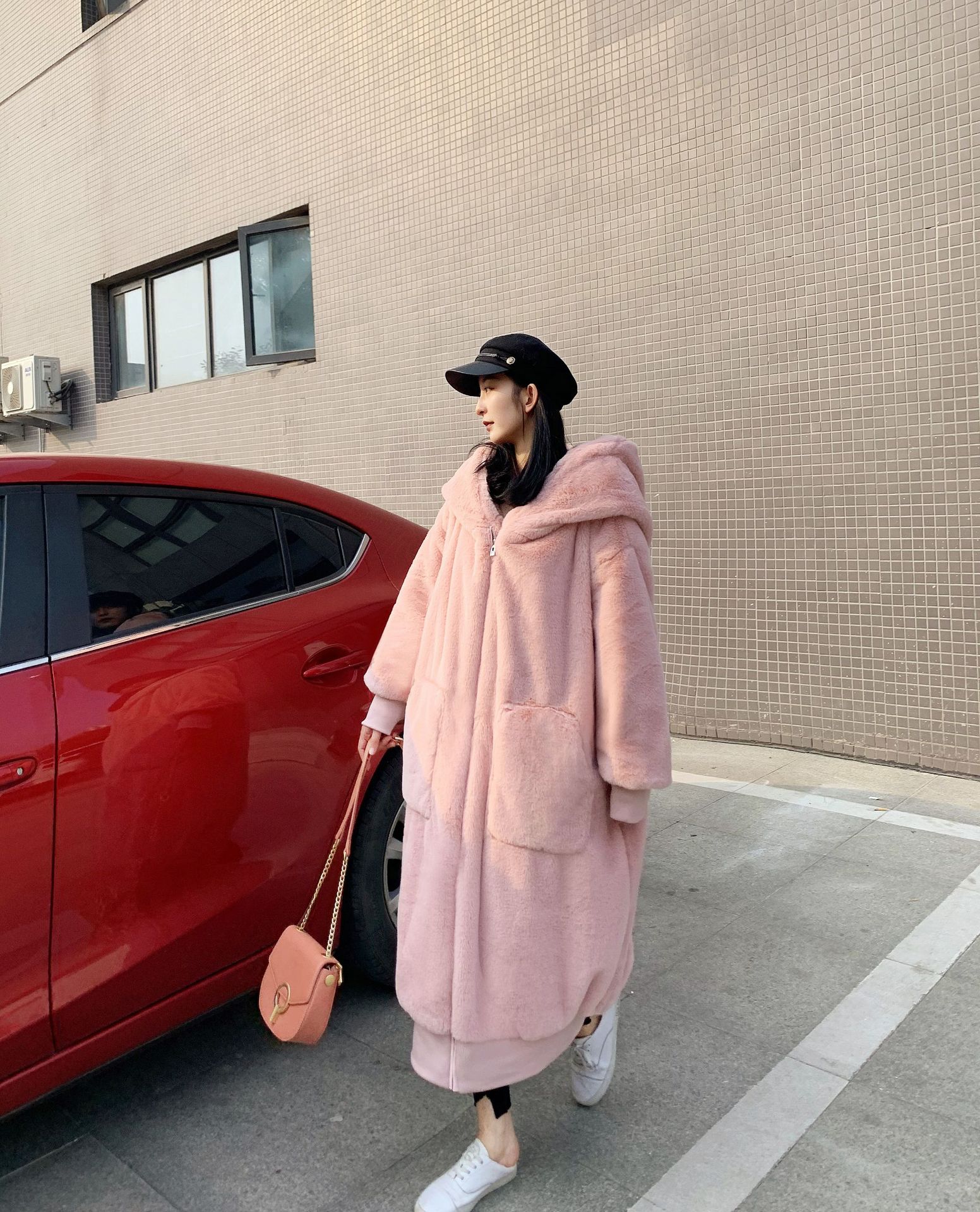 Women's clothing autumn and winter new Gigi same style rex rabbit fur thick long hooded fur coat fur coat for women_voghion.com