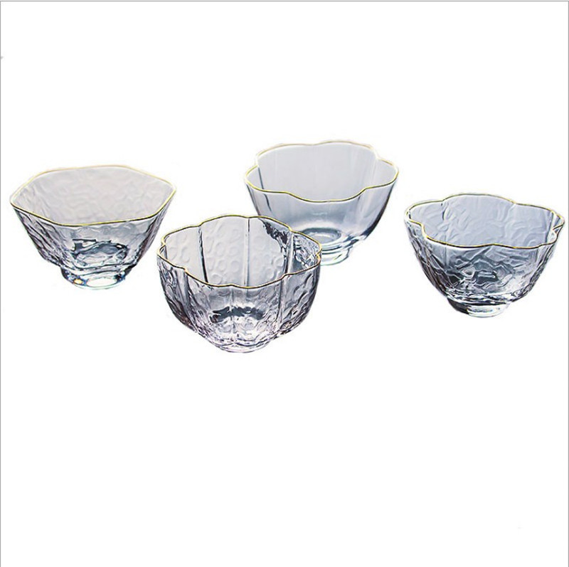 Taza de té de vidrio de borosilicato patrón de martillo Taza de té de oro juego de té de kung fu con taza de té de vidrio taza pequeña