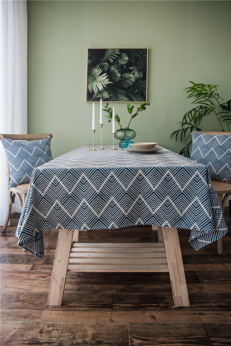 Waterproof Modern Minimalist Jacquard Wave Pattern Nordic Rectangular Coffee Table Dining Tablecloth Manufacturer_voghion.com