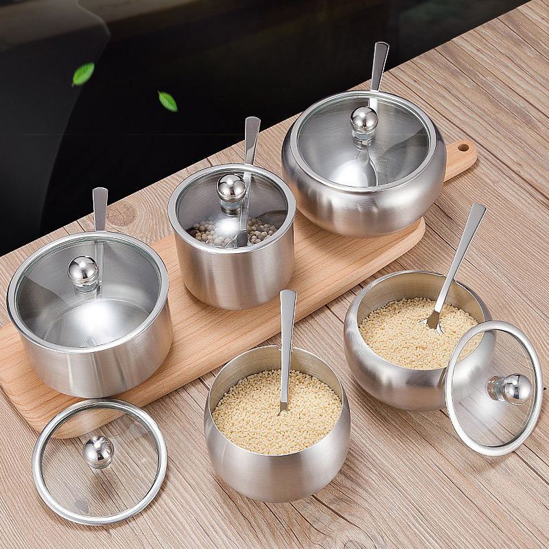 不锈钢调味罐套装罐子佐料瓶盐罐品收纳家用厨房调料盒组合装