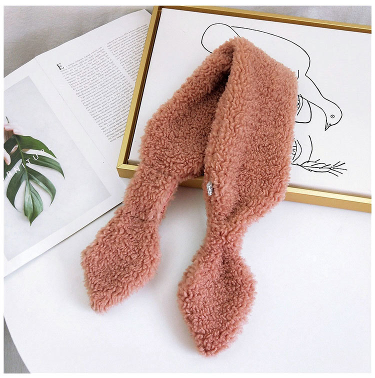 Pointed Cross Solid Color Scarf Female Winter Thick Couple Curl Plush Scarf Student Warm Scarf display picture 13