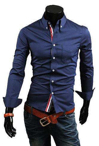 Men'S Casual Shirt Ribbon Decoration Fashion Simple Shirt