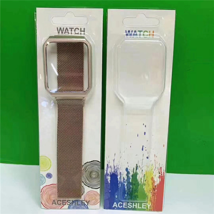 适用Iwatch4代米兰尼斯手表表带边框包装吸塑插卡金属网表带包装